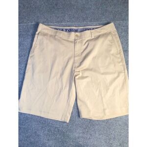 PGA TOUR Chino Shorts Mens size 38 Tan Solid Slash Pockets‎ Mid Rise Flat Front